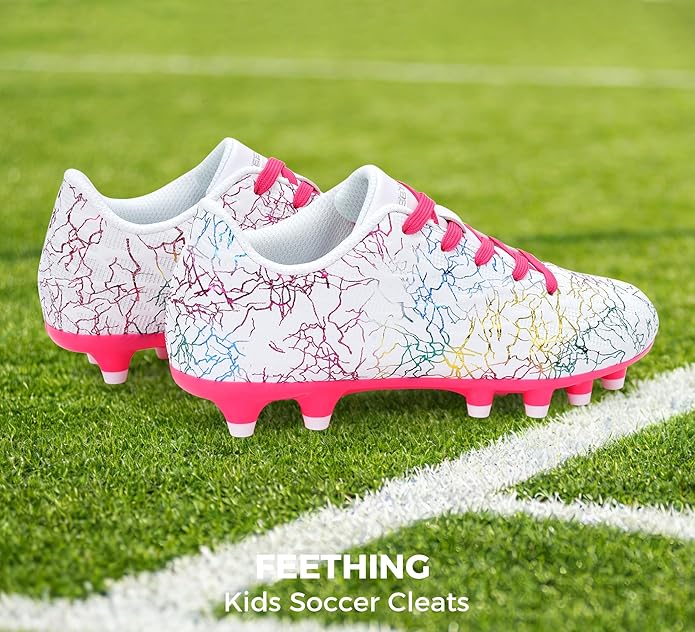 Grils Boys Soccer Cleats Youth Firm Ground FG Football Shoes Lightweight Breathable Outdoor Trainning Sport Shoes for Little/Big Kids