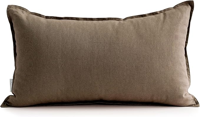 Jeanerlor Cotton Linen Decorative 12"x20" Lumbar Throw Pillow Case Cushion Cover with Twin Needles Stitch on Edge,for Wedding/Party/Gift/Car (30 x 50cm), Khaki