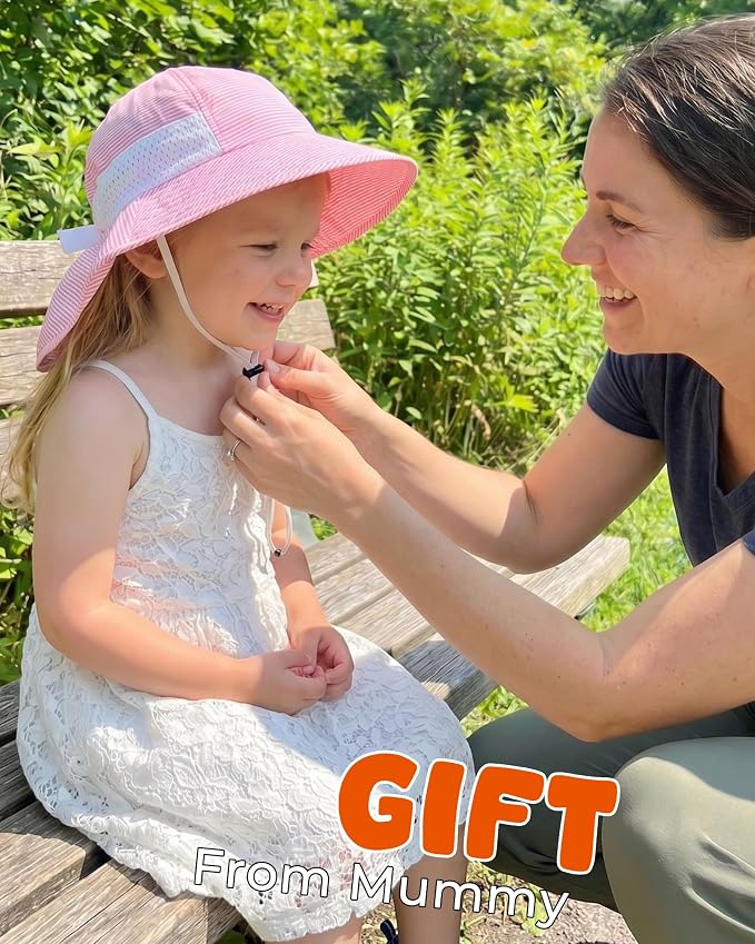 Toddler Baby Sun Hat Kids Summer Beach Essentials Adjustable Beach Hats with Bucket Wide Brim for Boys Girls Age 0-14 Years