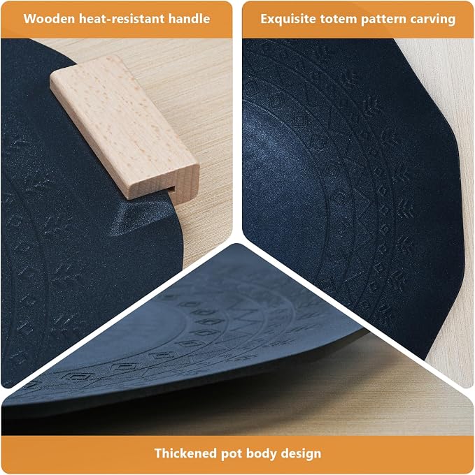Outdoor Camping Card Stove Barbecue Pan Smokeless and Non Stick Barbecue Pan Electromagnetic Stove Gas Stove Dual Purpose Barbecue Pan (Black)