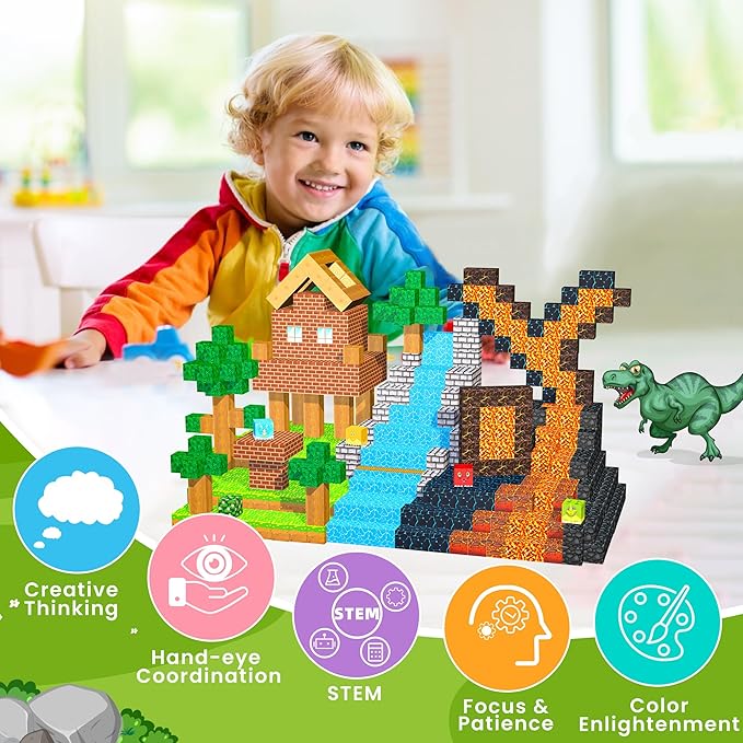 150PCS Magnetic Blocks Dinosaur Toys, Magnetic Building Blocks Cubes Tiles, STEM Sensory Outdoor Toys for Kids Toddlers Boys Girls Ages 3 4 5 6 7 8 Birthday Gifts
