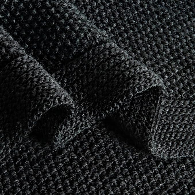 CozeCube Jet Black Seed Stitch Throw Blanket 50"x60", Farmhouse Decor | Blanket for Couch, Soft Cozy Cable Knit Throw for Bed Sofa Living Room, Lightweight Warm Decorative Christmas Blanket