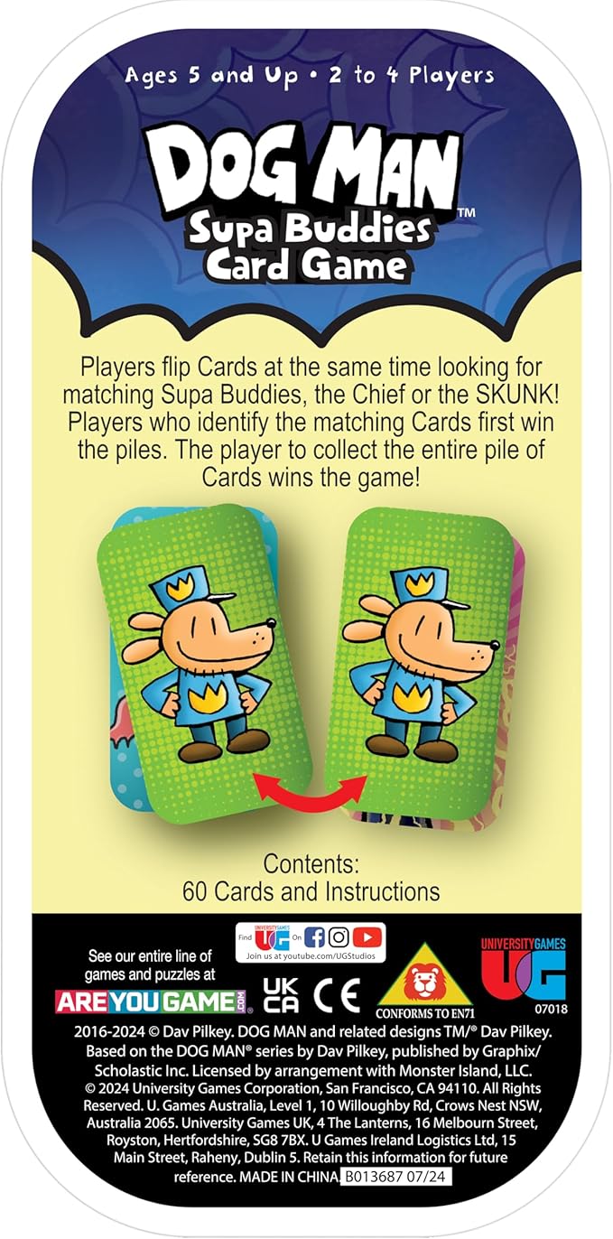 University Games, Dog Man Supa Buddies Card Game, Based on The Dog Man Books Series, for 2 to 4 Players Ages 5 and Up