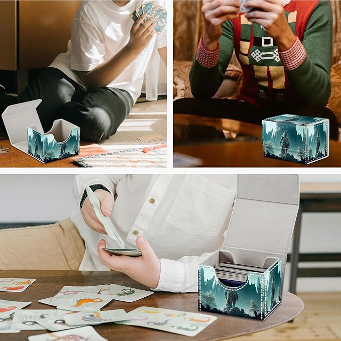 DEGDFSGR Card Game Storage Box for TCG MTG Deck Box Organizer Trading Card Case Commander Deck Box Magnetic Closure Creative Pattern Up to 200 Cards, God Of Mountains Monster
