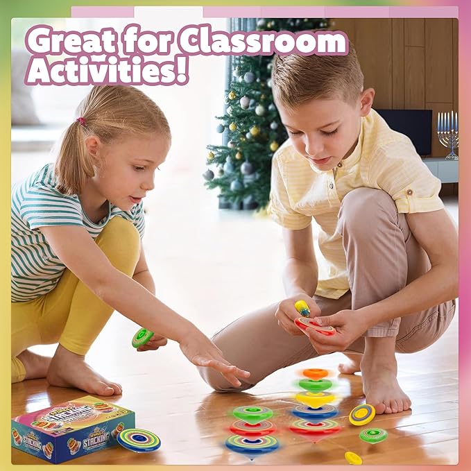 IPIDIPI TOYS Spineez Stacking Spinning Tops for Kids – Set of 3, 15-Piece UFO Spinner Toys – Halloween Toys for Trick or Treat, Halloween Goodie Bag Stuffers, Birthday Party Favors for Boys & Girls