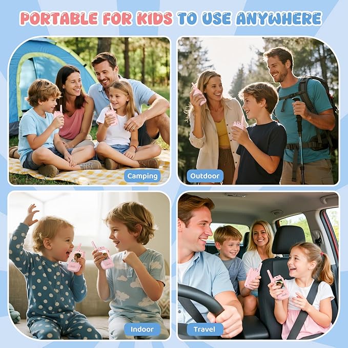 Video Walkie Talkie for Kids - 2 Pack Rechargeable Kids Walkie Talkies Long Range Radios, Camera Facetime Walkie Talkie, Easter Birthday Gifts for Girls, Toys for Age 3-12, Indoor Outdoor Travel