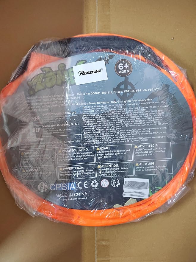 RONSTONE Shooting Practice Target Compatible with Nerf Gun for Boys Girls, Toy Foam Blaster Shooting Targets for Kids Indoor Outdoor, Zombie Shooting Target with Storage Net