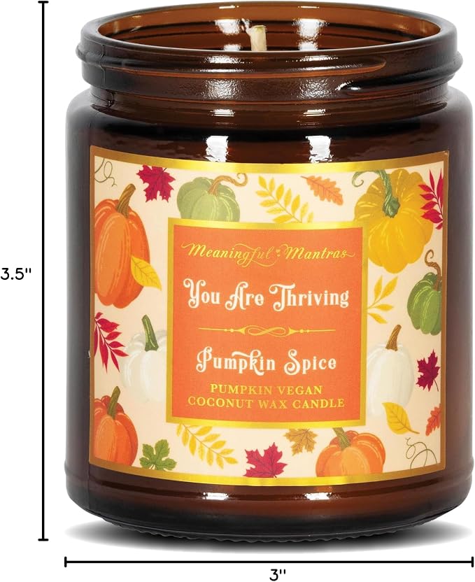 Pumpkin Spice Fall Aromatherapy Candle Non-Toxic Long Lasting | 100% Real Essential Oils, Coconut Wax, Handmade with Love 8oz