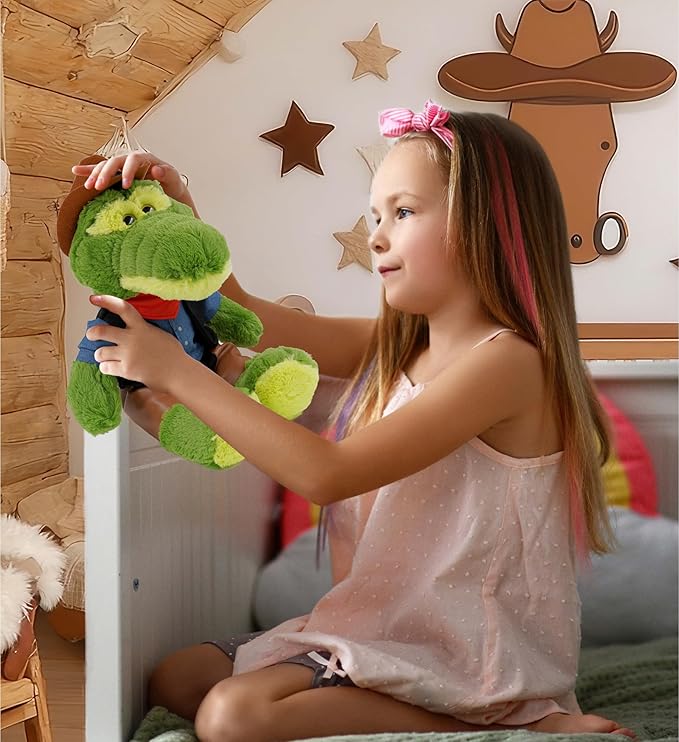 DolliBu Cowboy Stuffed Animal Dress Up Set - Western-Themed Outfit with Hat, Jeans, Vested Shirt, Bandana Cowboy Costume - Pretend Play Clothes for Teddy Bears - Large for 8 to 10 Inch Plush Toys