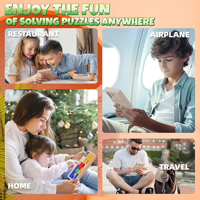 HOMESTEC Super Slide Puzzle, Hand Held Travel Games for Kids, Brain Teaser Toys Road Trip Activities for Boys Girls Adults, Birthday Easter Basket Stuffers