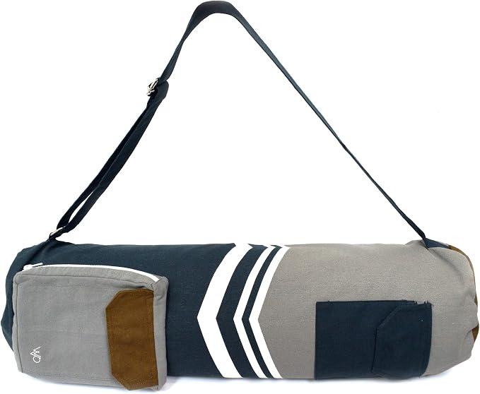 Open Road Goods Eco Friendly Yoga Mat Bag | Organic Yoga Bag For Extra Wide Mats | Yoga Mat Carrier for Men & Women: Full Zip, Adjustable Carry, Pockets, 100% Cotton Canvas