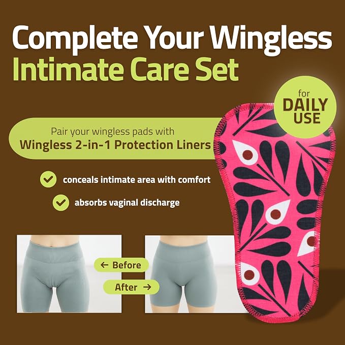 Wingless Reusable Panty Liners with Adhesive Sticker (SMALL, 7-Pack) – High-Temp Washable Organic Cotton Liners for Women & Teens – For Daily Vaginal Discharge, 100% Breathable & Stay-Put – Made in EU