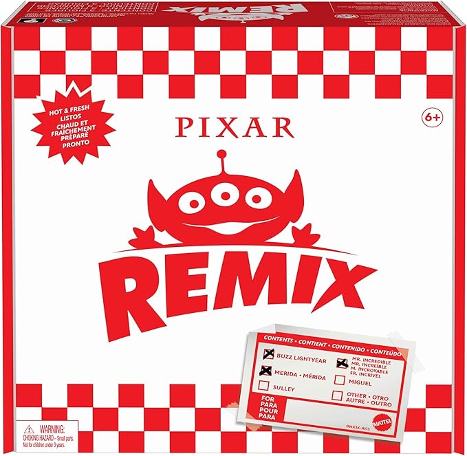 Pixar Alien Remix Character Figures 3-pack 3-inches, Mr. Incredible from The Incredibles, Buzz Lightyear from Toy Story and Merida from Brave, Retro fun Pizza Delivery Box Package for Ages 3 and Up