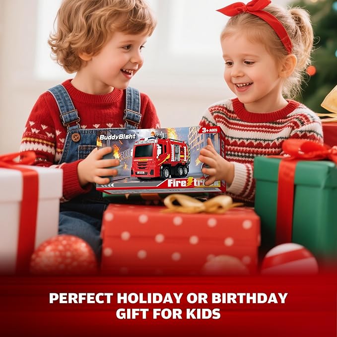 3in1 Fire Trucks Toys for Toddlers Ages 3-5, Carrier Toy Truck & Foldable Race Track, 12 Die Cast Cars Firetruck Toys for Toddlers 1-3 3-5 w/Light & Sound, Kids' Play Cars & Race Cars for Boys Girls