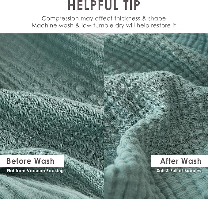 EMME Muslin Blankets for Adults Teal Small Blanket 40" x 50" | Throw Blanket for Couch Breathable Gauze Soft Lightweight Airy Light