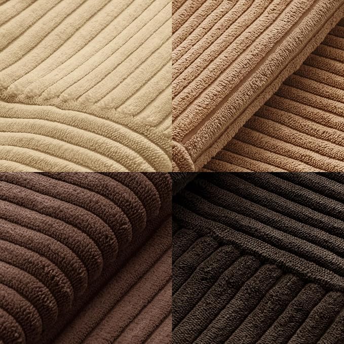 MIULEE Boho Decorative Throw Pillow Covers 18x18 Set of 4 Farmhouse Neutral Cushion Cases Gradient Corduroy Pillow Cases Modern Soft Corduroy Patchwork Home Decor for Couch Sofa Bedroom Dark Brown