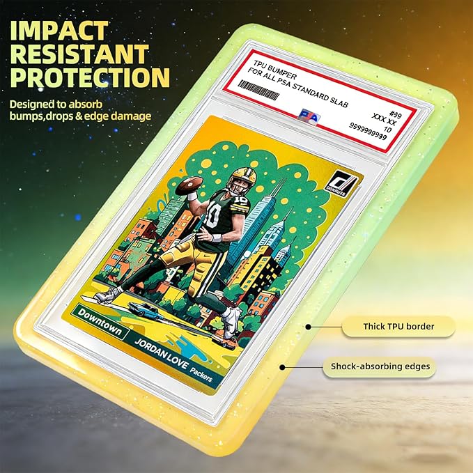 NAKIS Slab Guard for PSA Graded Cards, 1 Pack TPU Slab Protector Graded Bumper Guard for PSA Graded Card Only, Gradient Color Glitter Limited Edition, COLOR10