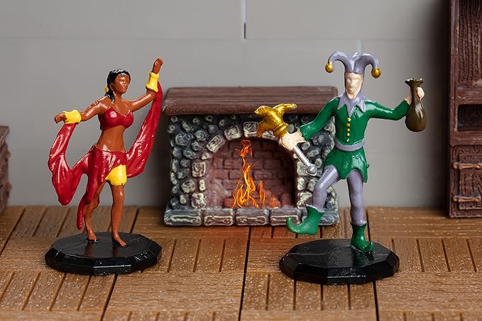 Monster Townsfolk Mini Fantasy Figures - 8pc Hand-Painted Entertainer Non Player Character NPC Miniatures - 1" Hex-Sized Compatible w DND Dungeons Dragons Pathfinder RPG Tabletop Games