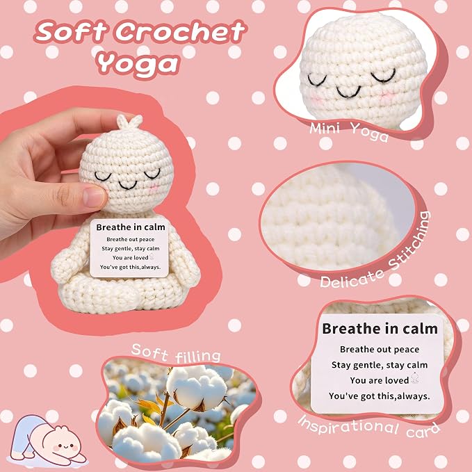 Meditation Gifts for Women Girls- Mini Yoga Crochet Emotional Support Relaxation Gifts for Women,Mindfulness Calm Your Mind for Stress & Anxiety Relief Wellness Gift for Friends, Therapist Zen Decor