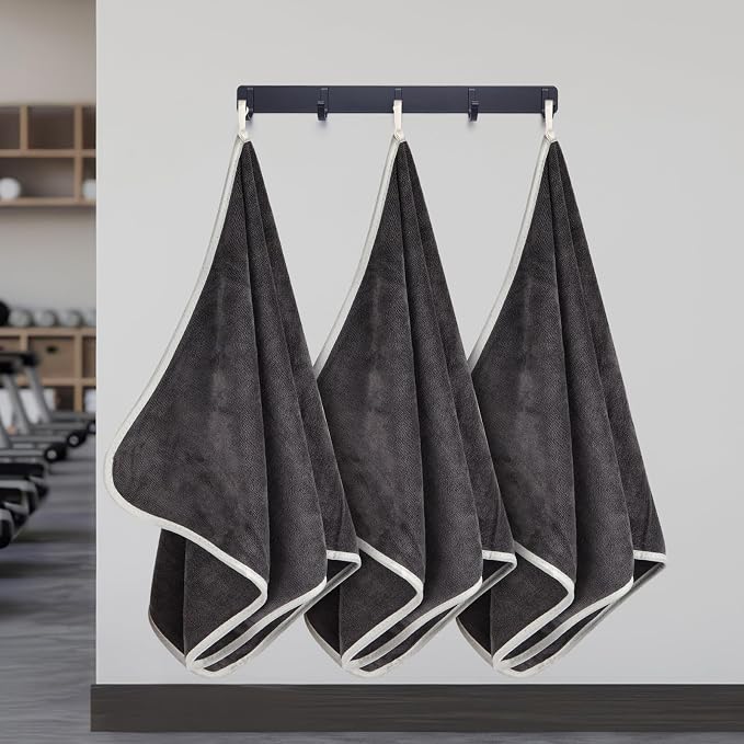 Hoiny 3 Pack Microfiber Gym Towels, Super Soft, Quick Drying, 14.2" x 30" | Absorbent Towel for Fitness, Yoga, Swimming, Sports, Workout, Skin-Friendly for Women Men