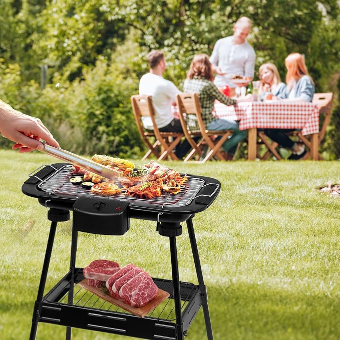 Electric Grill Outdoor Indoor Cooking,Smokeless BBQ,Portable Removeable Stand(301-1)