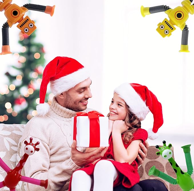 Suction Cup Robot Toy,Toys for Kids with Autism,Autism Sensory Products,Suction Cup Toy,pop Tubes Robots Stress and Anxiety Relief for Kids 3 4 5 6 7,Christmas Easter Gifts (Giraffe 12PC)