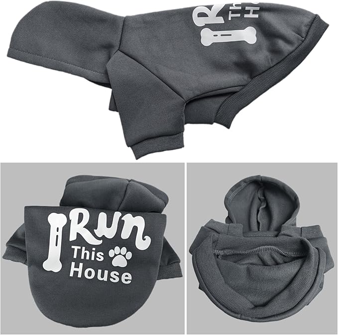 Jecikelon Winter Printed Dog Hoodies Sweatshirts Warm Clothes for Small Dogs Chihuahua Coat Puppy Clothing Cat Custume (Gray, Medium)