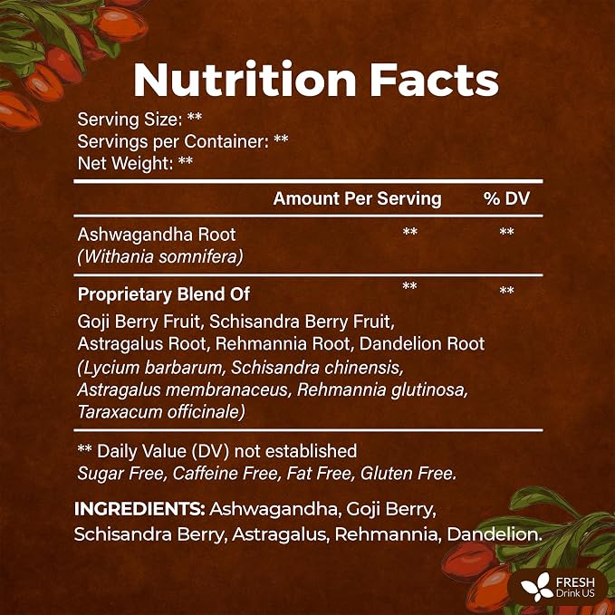 FreshDrinkUS, Ginseng Kidney Tea – 30 Packs of Herbal Detox & Vitality Support | 100% Natural Roots & Berries | Caffeine-Free | Adaptogenic Blend for Energy, Kidney Health, and Wellness