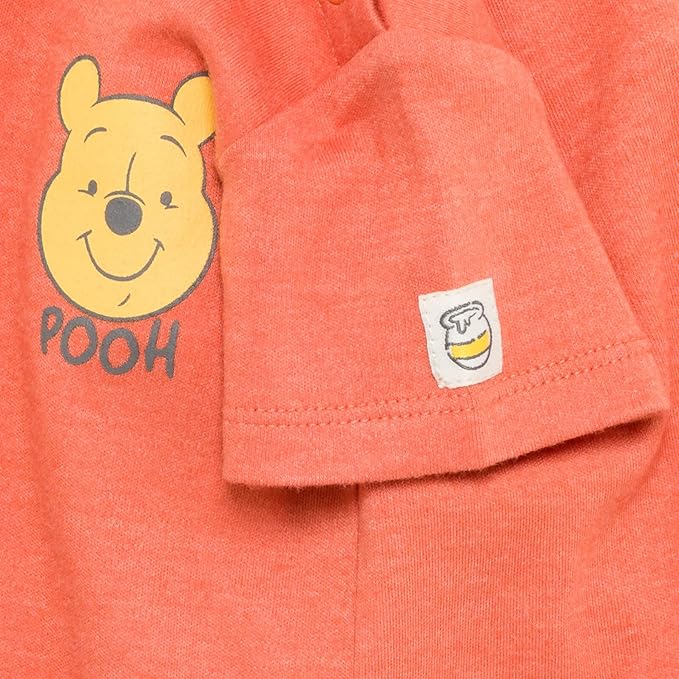 Disney Winnie the Pooh Baby Short Overalls, T-Shirt & Hat 3 Piece Outfit Set Newborn to Infant Sizes (0-24 Months)