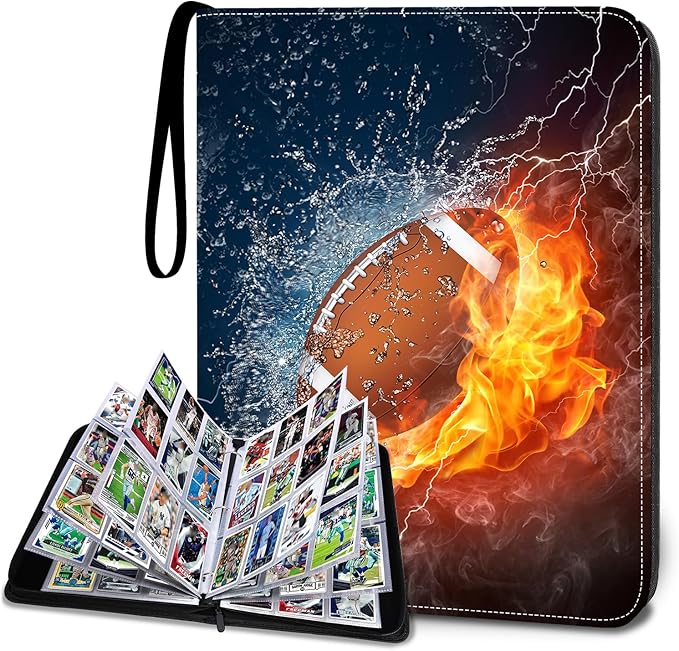 Football Card Binder Compatible with Football Card, Baseball Card, Trading Card, MTG and Other TCG, Fits 900 Cards with 50 Removable Pages, Card Holder Collector for Standard Size Card
