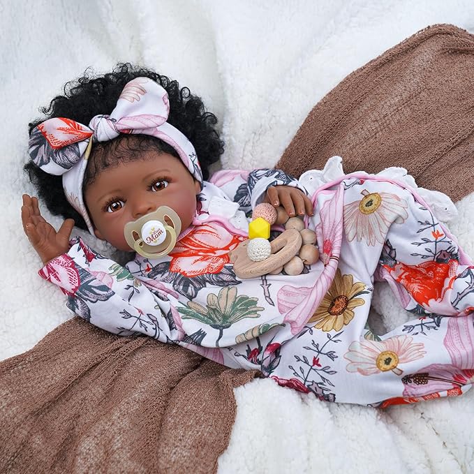 BABESIDE 2 Pcs Reborn Baby Doll Clothes with Headband for 17-22 Inch Babydolls, Floral Patterns Reborn Baby Doll Accessories for Realistic Newborn Dolls Girls, Pink