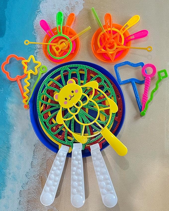 Big Bubble Wands Set, Big Bubbles Wand Toy Sets with Tray Bulk Funny Large Bubble Making Toys for Kids Adult Summer Outdoor Playtime Activity Party Favors Gifts Birthday Games, 25Pcs