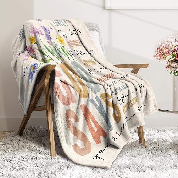 Gifts for Women, Birthday Inspirational Christian Blanket | Religious Birthday Gift for Women, Christian Blanket for Mom Sister Friend Girl, Baptism Confirmation Spiritual Gift for Her