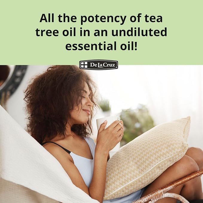 De La Cruz 100% Pure Tea Tree Oil - Steam Distilled Tea Tree Essential Oil for Aromatherapy - 2 FL OZ (6 Bottles)