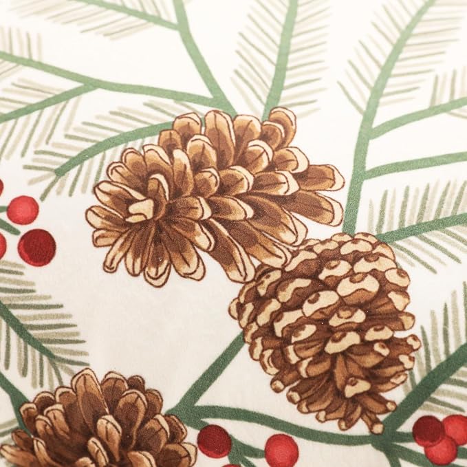 Designer Chrismas Velvet Throw Pillow Cover,18"x18"-Carol B | Vintage Square Pillow Cover,Concealed Zipper Design,Pinecones Pattern,Sofas,Bedroom,Living Room,Lounge Chairs,Decor