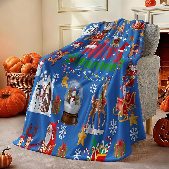 COMFAR Cute Christmas Blankets and Throws for Adults/Women/Boys/Kids, Holiday Fleece Throw Blanket for Couch/Sofa, Holiday Decor, Christmas Decorations/Gifts 50"x 60"
