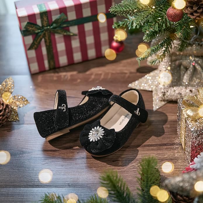 THEE BRON Mary Jane Ballet Flats - Girls' Dress Shoes with Hook & Loop Closure