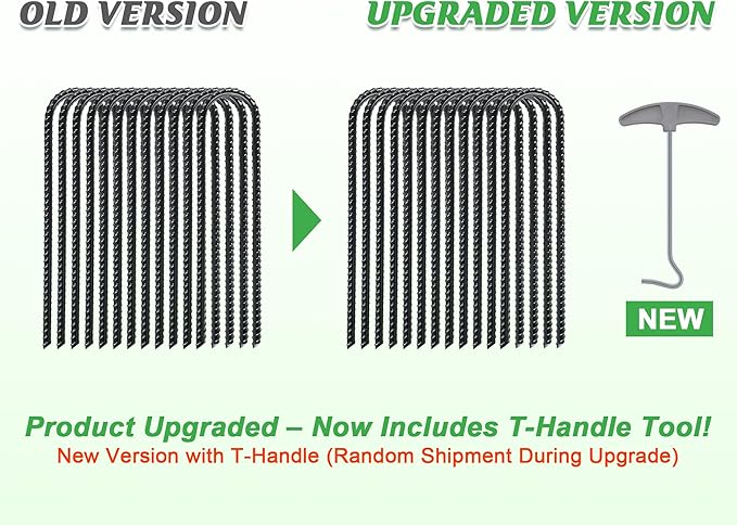 Gtongoko Trampoline Stakes, Trampoline Accessories, Ground Stakes Heavy Duty with T Hook, Ground Anchors, Rebar Stakes, High Wind Tent Anchors, Galvanized Steel, U Shaped, Black
