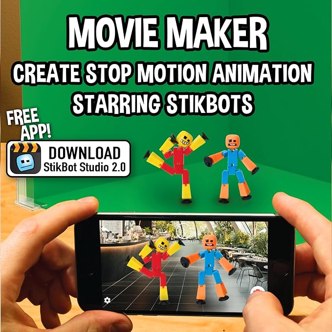 Zing StikBot Crazy Faces 3-Pack โ Exclusive Solid Colors | Posable Action Figures with Suction Cups for Stop-Motion Animation & Creative Play | Award-Winning STEAM Toy, Age 4+
