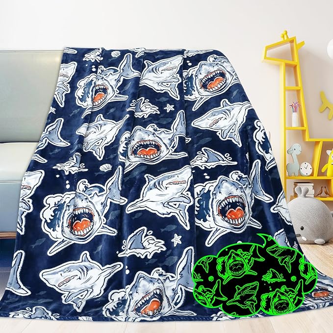 Shark Blanket Boys Toddlers Toys Gifts, Cozy Soft Warm Small Ocean Sea Animal Fleece Throw Blanket for Kids, Cute Sharks Decor for Bedroom Playroom, Birthday Gifts Age 3-8, 40"x60"