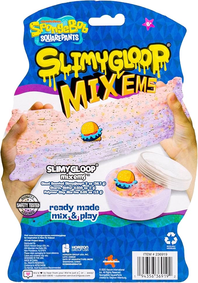 Spongebob Squarepants™ SLIMYGLOOP Mix’EMS – Patrick’s Triple Gooberberry Surprise, Sherbert-Scented Cloud Slime with Mix-Ins