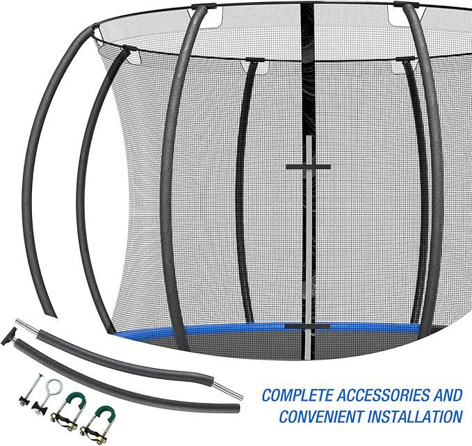 TOBWOLF Trampoline Poles Replacement, Universal Trampoline Replacement Enclosure Poles with Safety Foam Sleeves, Fits 12-16FT Trampolines