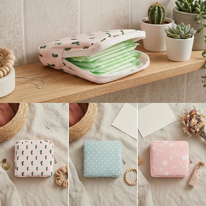 3Pcs Sanitary Napkin Storage Bag, Small Menstrual Period Bag Period Pouch Waterproof, Tampon Organizer Pouch Tampon Pad Holder for Purse, Pad Bags Feminine Care First Periods