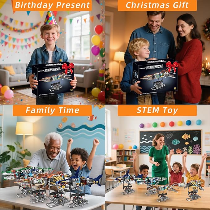 Mechanical Squid Building Set with Lights, Rotatable Link Components & Display Stand, STEM Building Set for Boys and Girls 8-14, Home Office Decor for Adults, Mechanical Enthusiasts(633PCS)