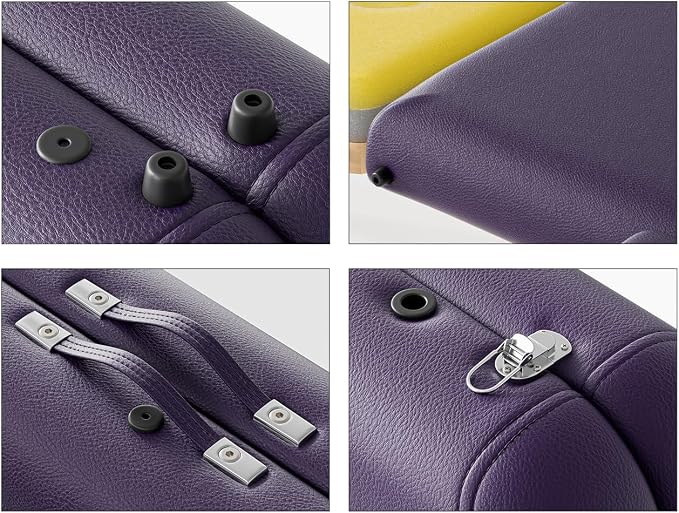 Professional Massage Table Portable 2 Fold Premium Memory Foam Aluminium Leg Hold Up to 1100LBS 8 Heights Adjustable with Carrying Bag Violet