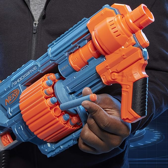 Nerf Elite 2.0 Shockwave RD-15 Dart Blaster, 30 Nerf Elite Darts, 15-Dart Rotating Drum, Kids Outdoor Toys for 8 Year Old Boys & Girls and Up (Amazon Exclusive)