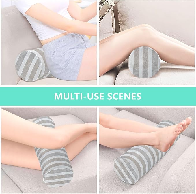 Bolster Pillow for Legs Firm Bedding Neck Roll Pillow Round Pillows Decorative Cylinder Decorative Pillow Lumbar Support Pillow Ghostwhite Stripe
