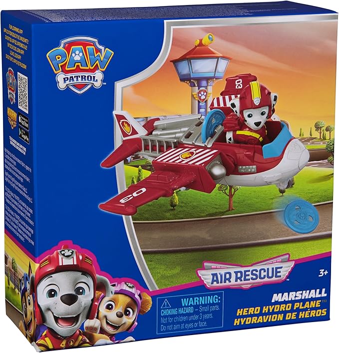 Paw Patrol: Air Rescue Marshall Action Figure & Hero Hydro Airplane Toy with Projectile Launcher & 2 Projectiles, Kids Toys for Boys & Girls Ages 3+