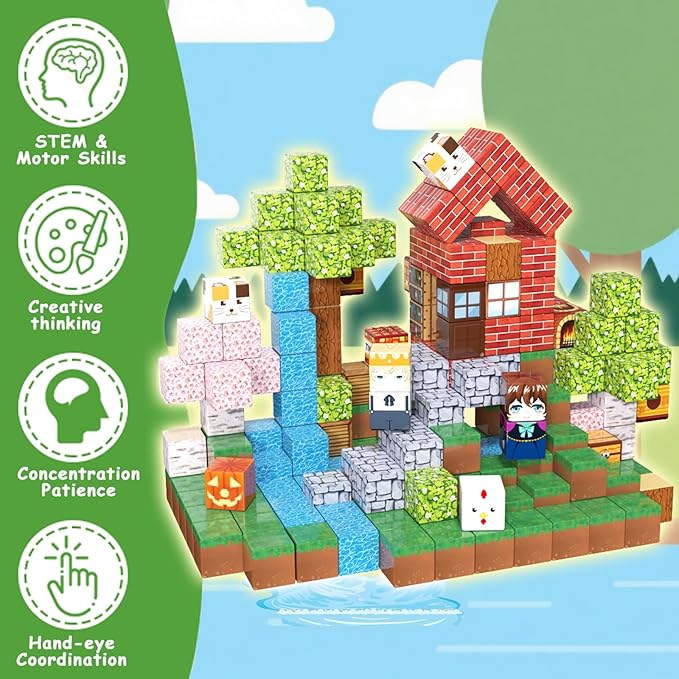 200PCS Magnetic Building Blocks for Kids, Magnet Cubes STEM Educational Magnet Stacking Toys for Age 3-5 4-8 8-12, Sensory Play Montessori Toys for Boys and Girls, Creative Construction Forest River