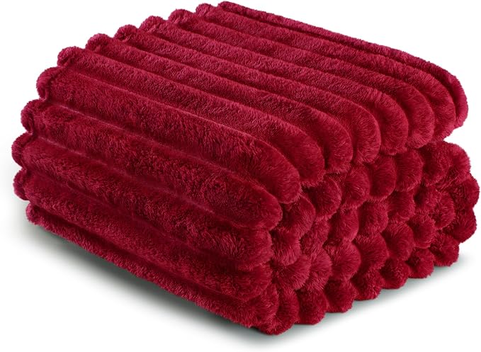Exclusivo Mezcla Striped King Size Fleece Blanket for Bed, Couch, 90"x104" | Soft Breathable Cozy Bed Blankets, Lightweight Plush Fluffy Fuzzy Jacquard Decorative Blankets